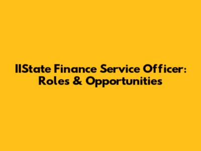 IIState Finance Service Officer: Roles & Opportunities