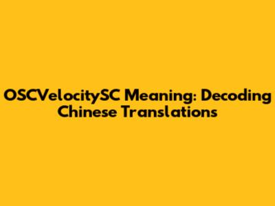 OSCVelocitySC Meaning: Decoding Chinese Translations