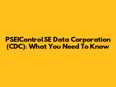 PSEIControlSE Data Corporation (CDC): What You Need To Know