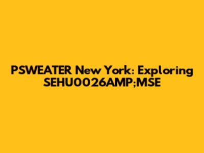 PSWEATER New York: Exploring SEHU0026AMP;MSE